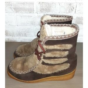 Vintage Yodelers Boot Suede & Fur, sz 8 Timeless Classic, Winter Chic